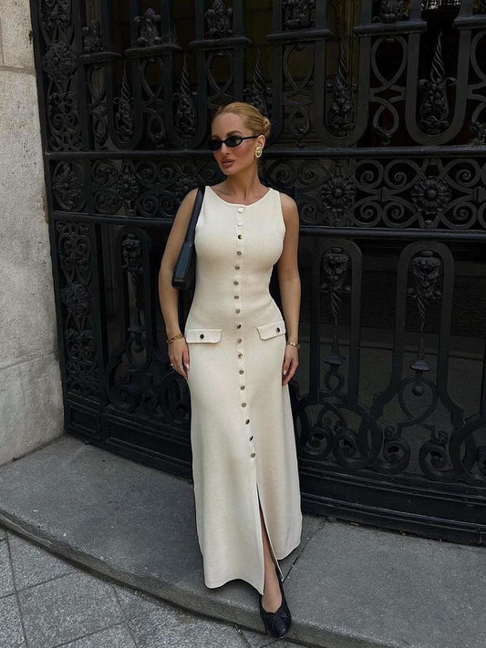 Robe Longue Femme Élégante en Coupe Droite Fluide - BerlinGlamour