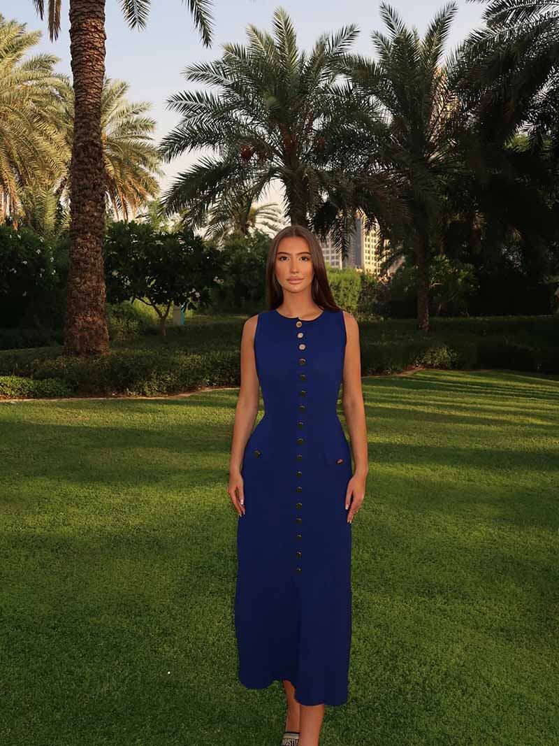 Robe Longue Femme Élégante en Coupe Droite Fluide