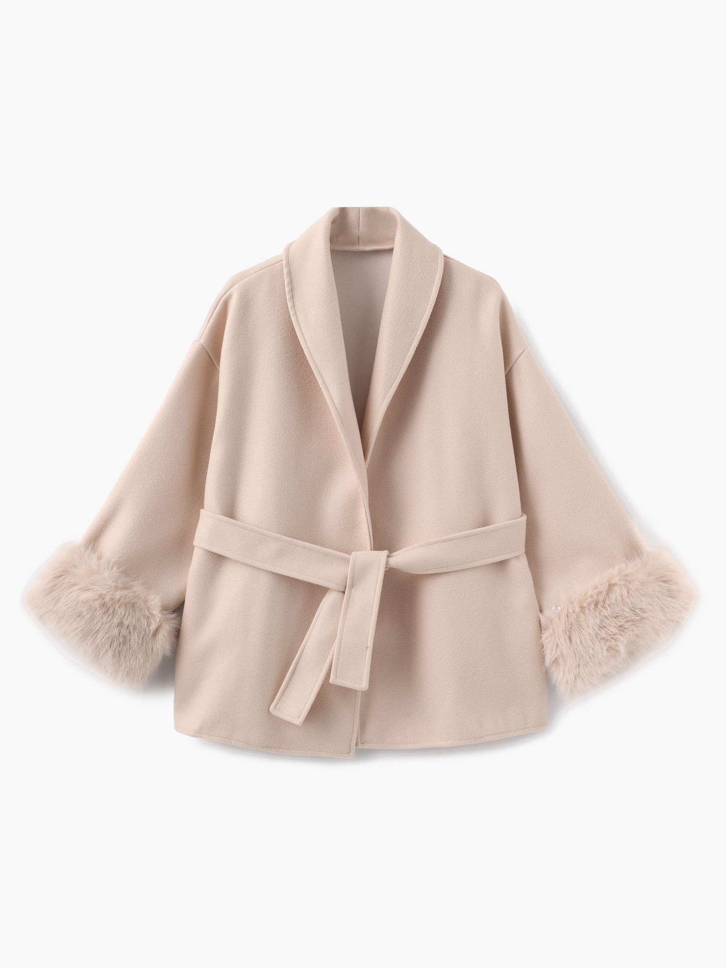 Manteau femme hiver court avec col en fausse fourrure élégant