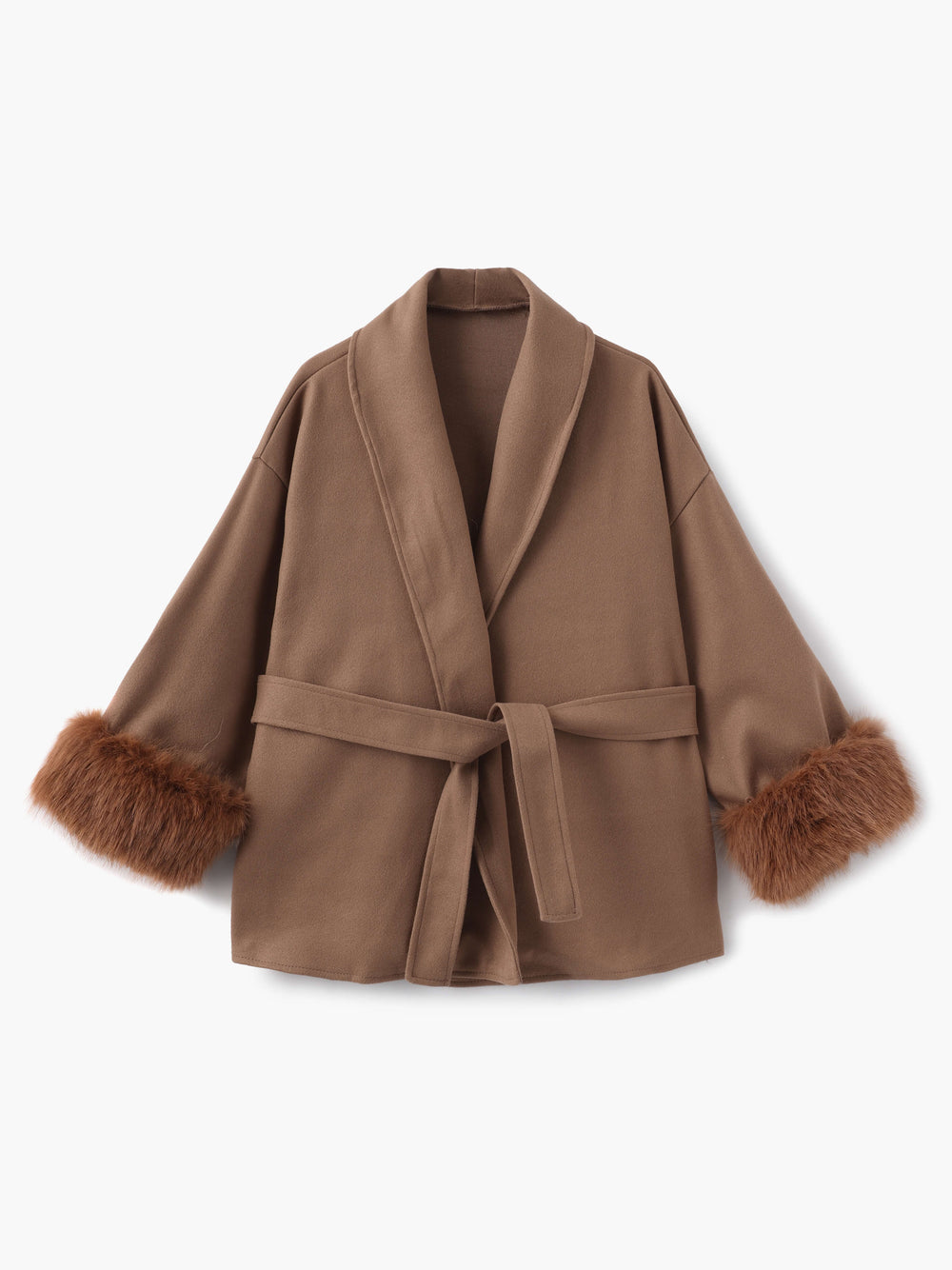 Manteau hiver court avec col en fausse fourrure élégant - vue 2