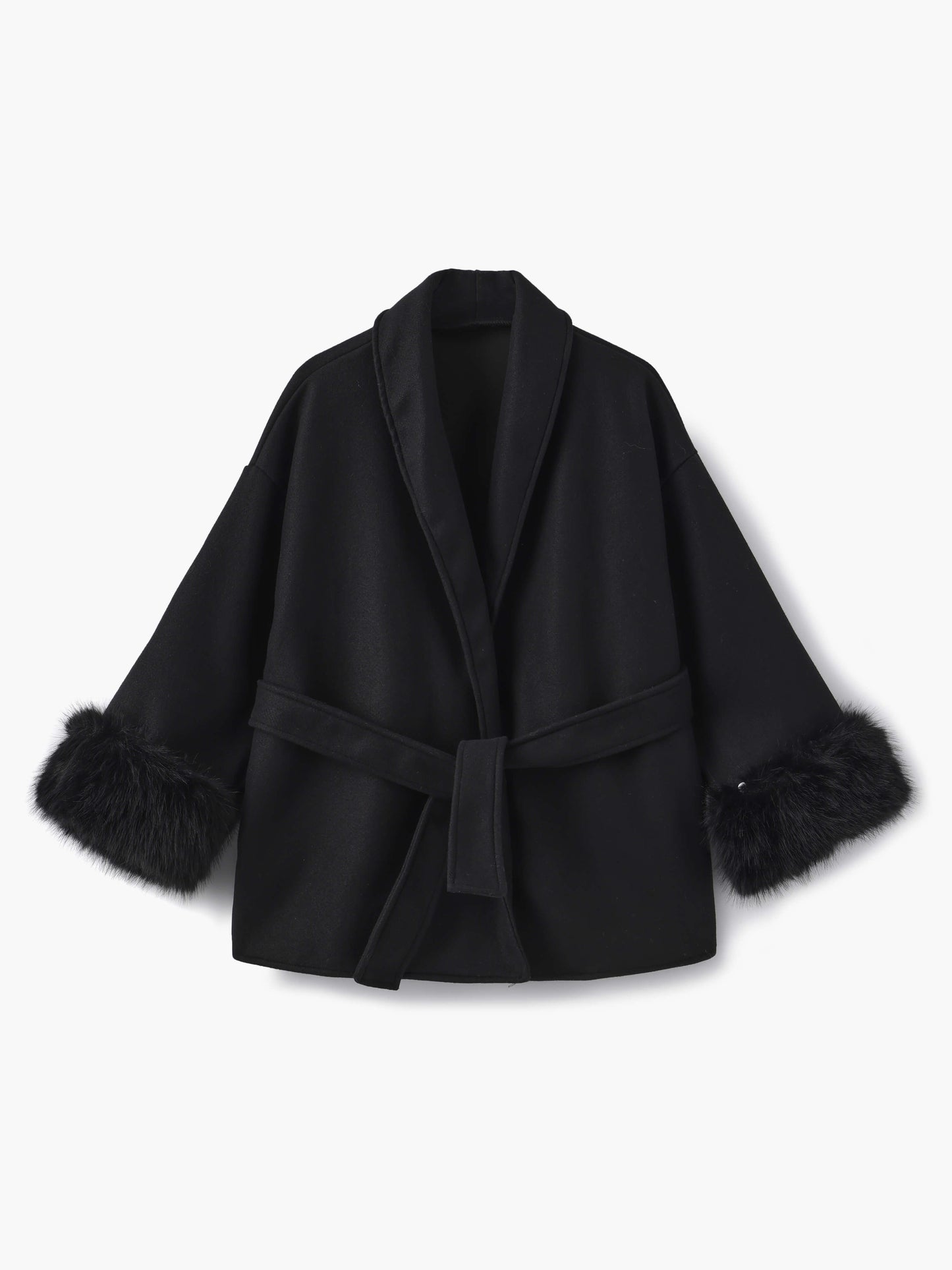 Manteau femme hiver court avec col en fausse fourrure élégant