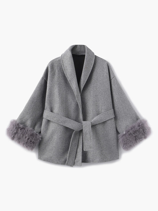 Manteau femme hiver court avec col en fausse fourrure élégant - BerlinGlamour