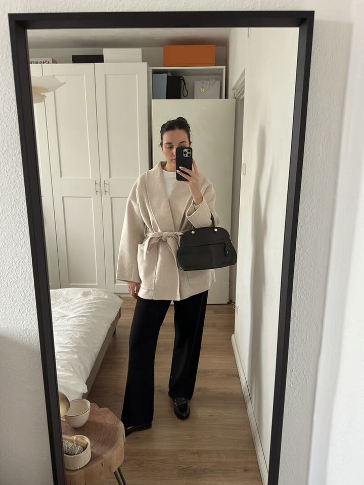 Cardigan Élégant avec Ceinture Crème - vue 4