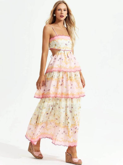 Robe Longue Femme Mousseline Volants Style Bohème