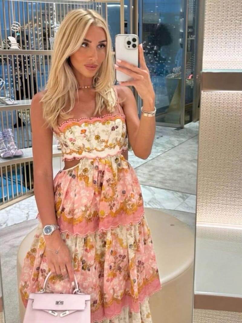 Robe Longue Femme Mousseline Volants Style Bohème