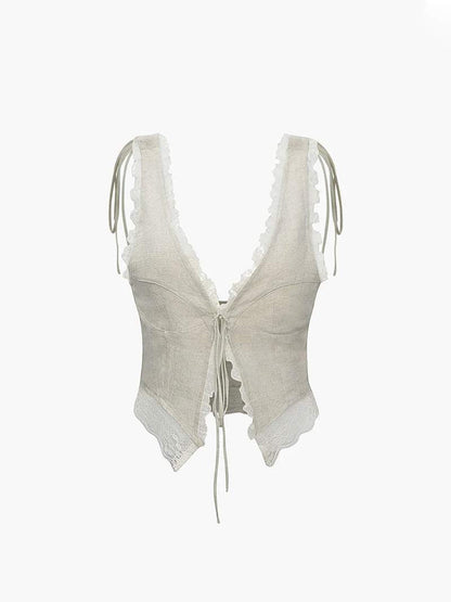 Top Cropped Féminin à Dentelle