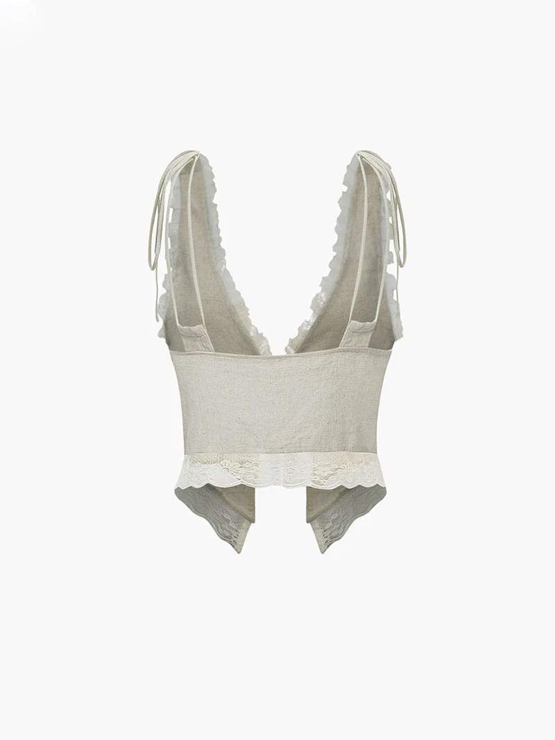 Top Cropped Féminin à Dentelle