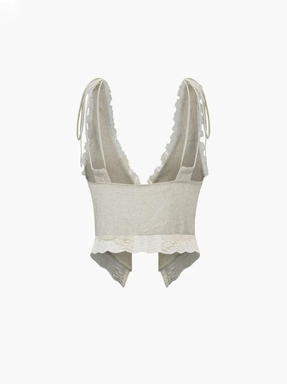 Top Cropped Féminin à Dentelle