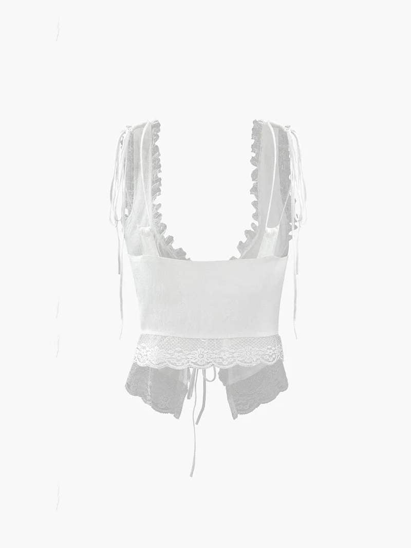 Top Cropped Féminin à Dentelle