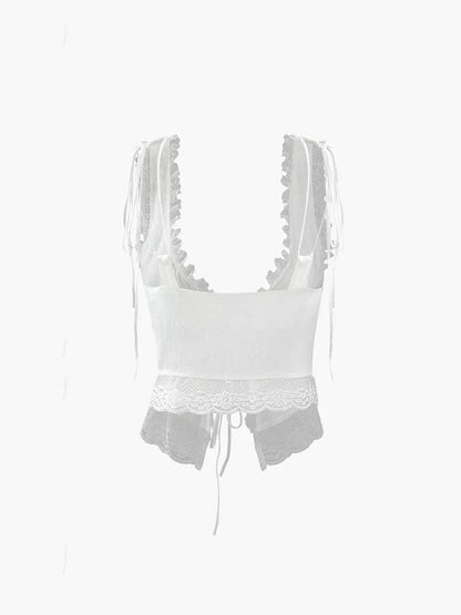 Top Cropped Féminin à Dentelle