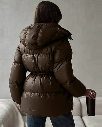 Veste Hiver Femme à Fermeture Éclair et Capuche Adjustable