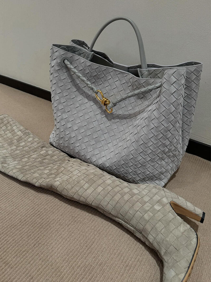 Sac à Main Tressé en Cuir Sauvage Féminin