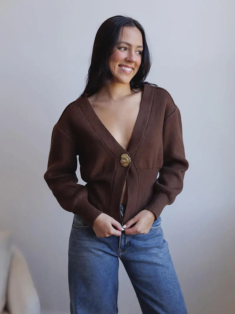 Cardigan Femme Boutons Originaux Décontracté