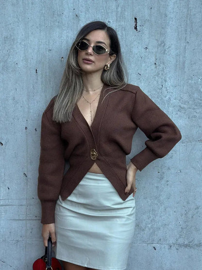 Cardigan Femme Boutons Originaux Décontracté