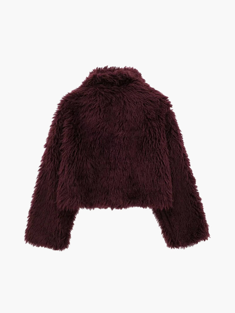 Veste en Fausse Fourrure Élégante pour Femme avec Col Revers pour Hiver