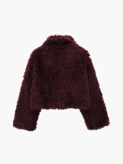 Veste en Fausse Fourrure Élégante pour Femme avec Col Revers pour Hiver