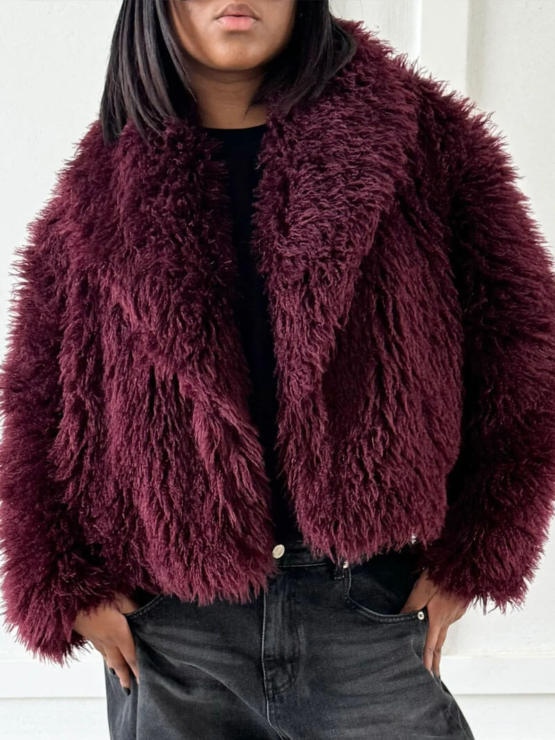 Veste en Fausse Fourrure Élégante pour Femme avec Col Revers pour Hiver