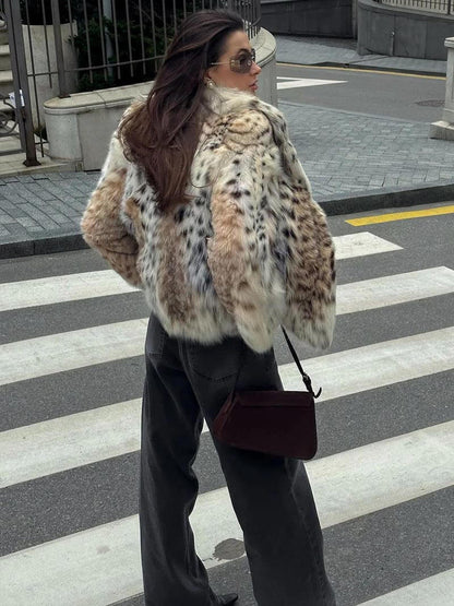 Blouson Femme Fourrure Artificielle Imprimé Animalier