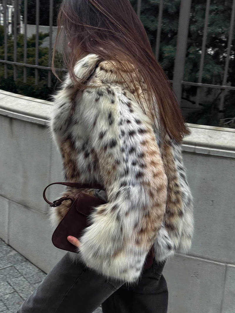 Blouson Femme Fourrure Artificielle Imprimé Animalier