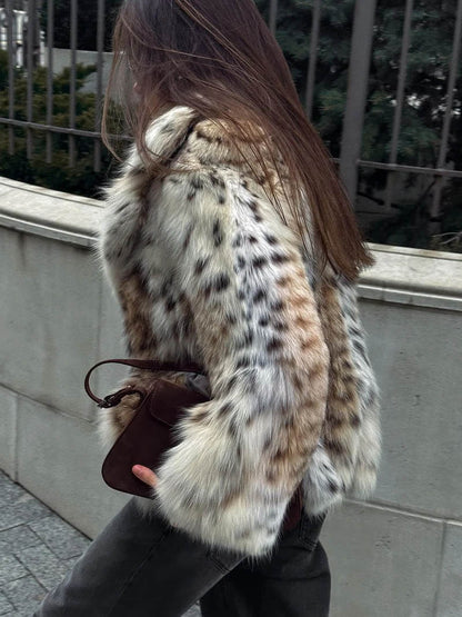 Blouson Femme Fourrure Artificielle Imprimé Animalier