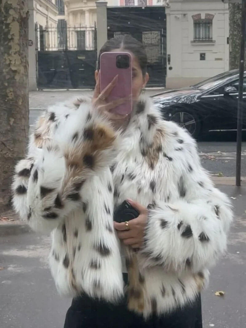 Blouson Femme Fourrure Artificielle Imprimé Animalier