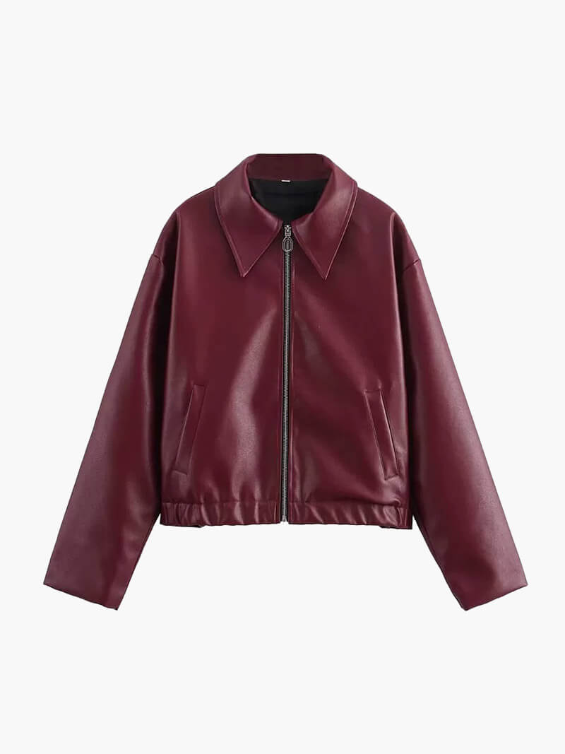 Blouson Cuir Rouge Fémimin et Élégant - BerlinGlamour