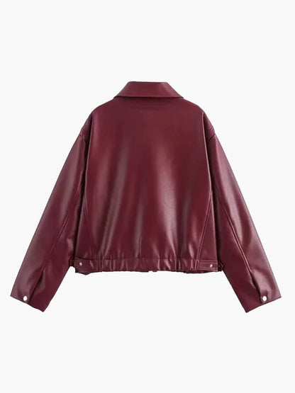 Blouson Cuir Femme Oversize Style Biker Moderne