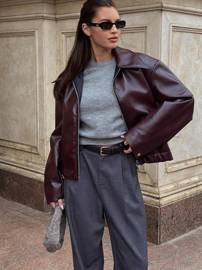 Blouson Cuir Femme Oversize Style Biker Moderne