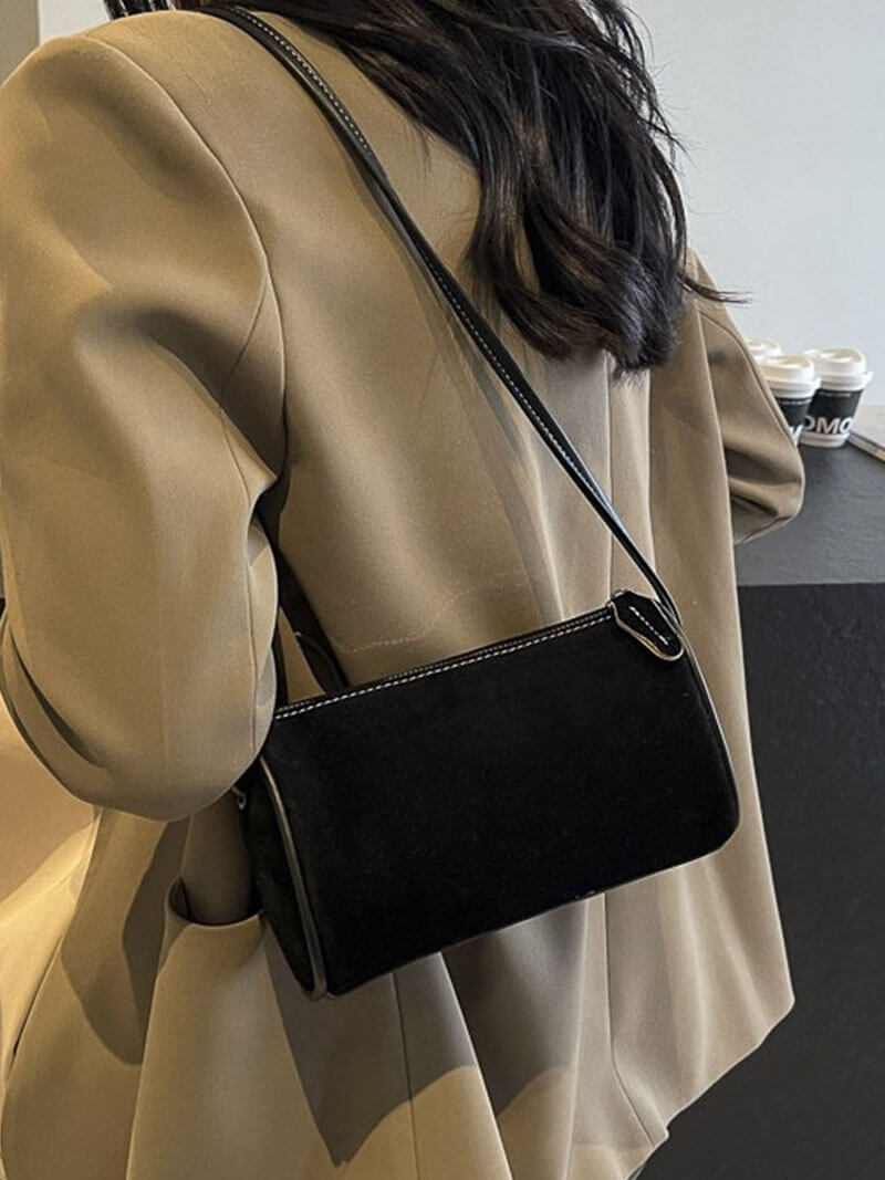 Sac à Épaule en Cuir Velours Élégant pour Femme