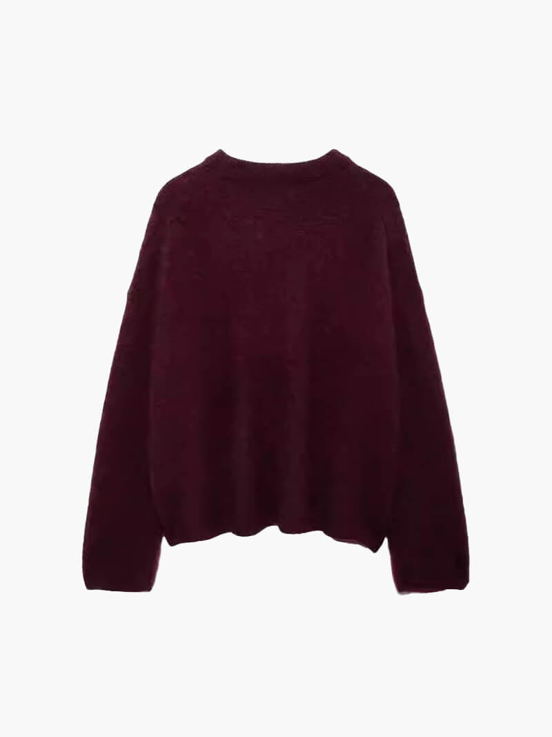 Pull Femme Rouge Bourgogne - Pull en Maille Doux et Chaud - BerlinGlamour