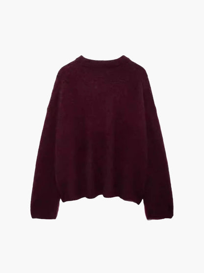 Pull Femme Rouge Bourgogne - Pull en Maille Doux et Chaud - BerlinGlamour