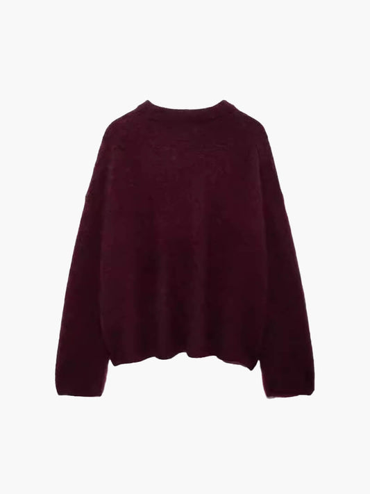 Pull Femme Rouge Bourgogne - Pull en Maille Doux et Chaud - BerlinGlamour