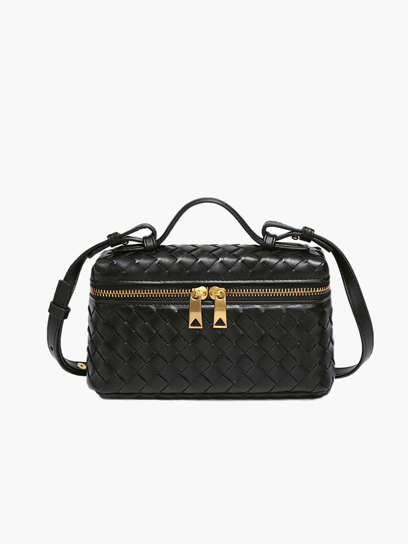 Sac à Main Tressé en Cuir Imitation Compact - BerlinGlamour