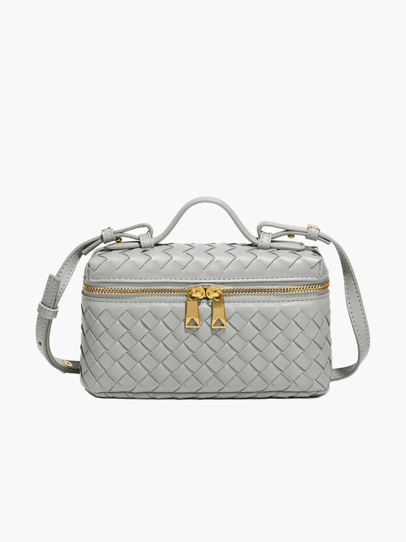 Sac à Main Tressé en Cuir Imitation Compact