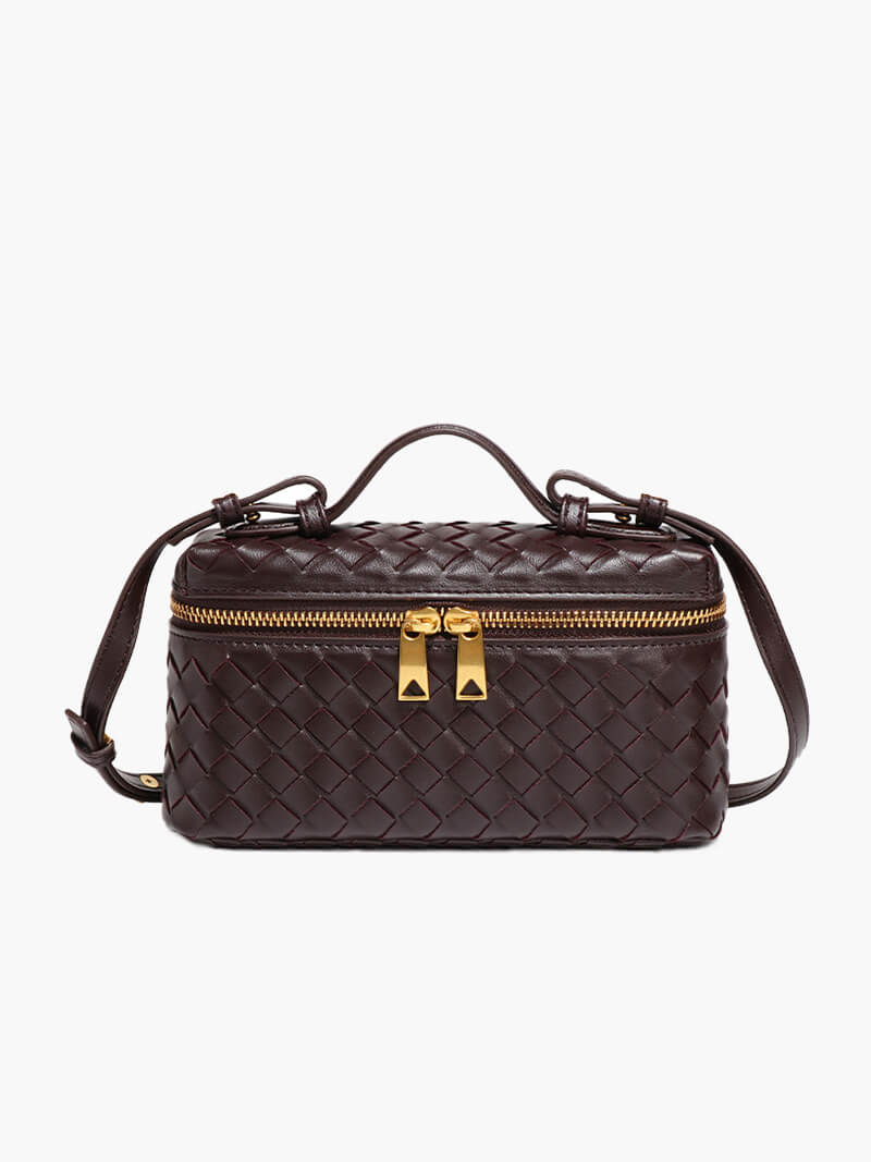 Sac à Main Tressé en Cuir Imitation Compact