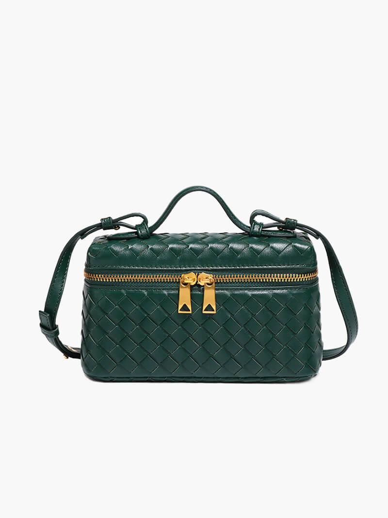 Sac à Main Tressé en Cuir Imitation Compact