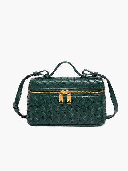 Sac à Main Tressé en Cuir Imitation Compact