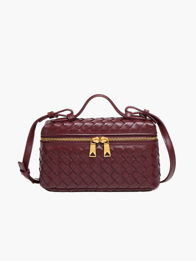 Sac à Main Tressé en Cuir Imitation Compact
