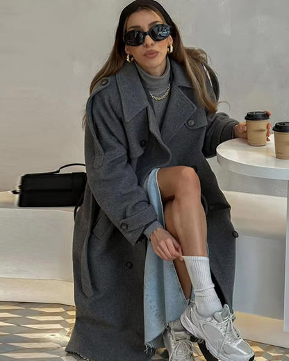 Manteau Femme Élégant et Polyvalent en Laine