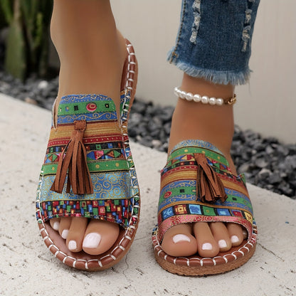 Sandales Tressées Multicolores pour Femmes
