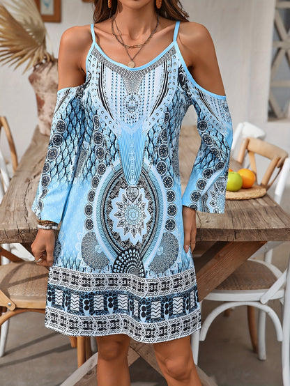 Soleandra™ – Robe Bohème Chic Mi-Longue à Imprimé Vintage Sans Manche Été