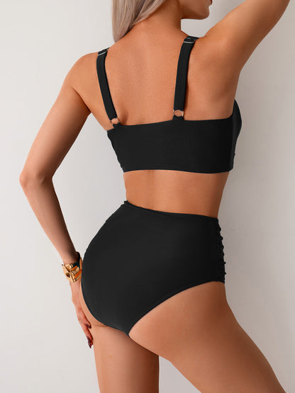 Soleava™ – Bikini bandeau froncé 2 Pièces Taille Haute