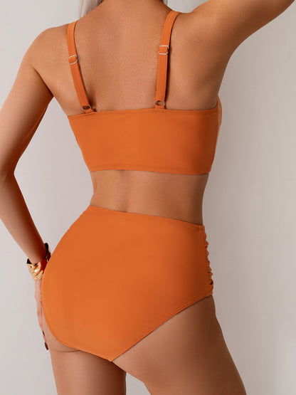 Soleava™ – Bikini bandeau froncé 2 Pièces Taille Haute