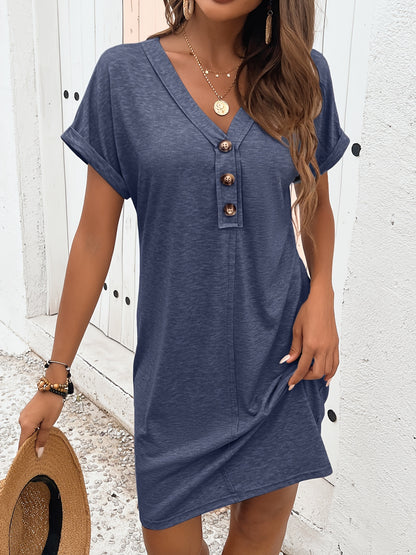 Solessa™ – Robe d’Été Mi-Longue à Boutons Légère et Fluide pour Femme