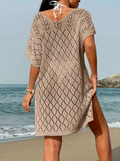 Soleva™ – Robe Bohème Chic Crochet Courte et Fluide Transparente Été