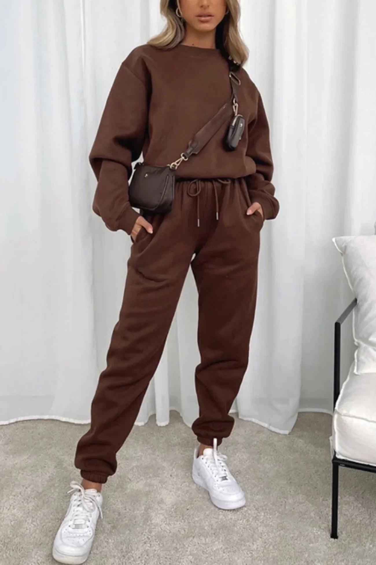 Survêtement Femme 2 Pièces - Sweat Capuche et Pantalon Jogging Doux