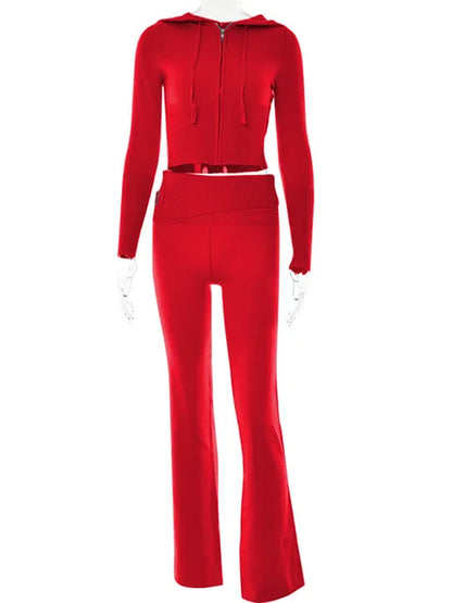 Survêtement Femme Décontracté avec Top Cropped et Pantalon Élastique