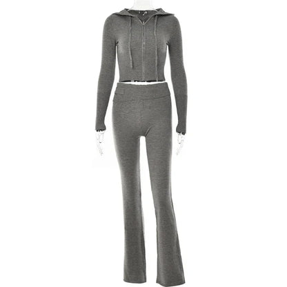 Survêtement Femme Décontracté avec Top Cropped et Pantalon Élastique