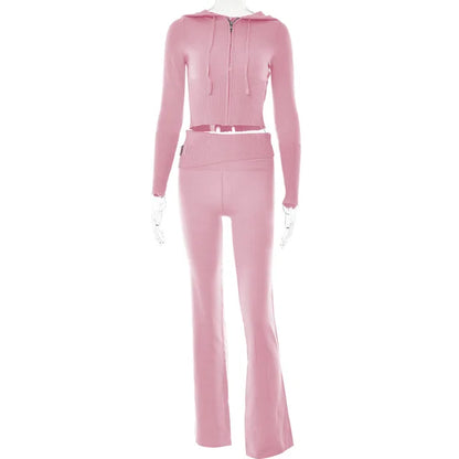 Survêtement Femme Décontracté avec Top Cropped et Pantalon Élastique