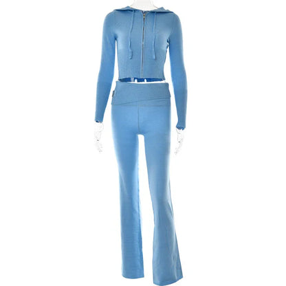 Survêtement Femme Décontracté avec Top Cropped et Pantalon Élastique